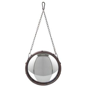 Kulaté kovové vypouklé zrcadlo s řetízkem - Ø 26*3 cm 62S133 obraz