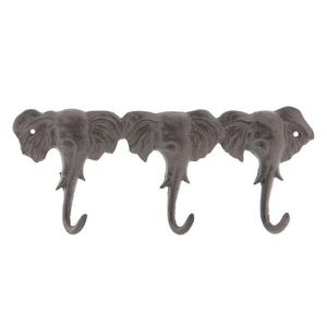 Hnědý nástěnný litinový věšák s háčky Elephants - 29*3*12 cm 6Y3201 obraz