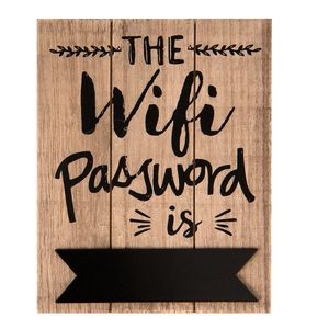 Nástěnná dřevěná cedule na heslo Wifi - 16*1*20 cm 6H1446 obraz