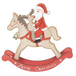 Dřevěná dekorace Santa na koni - 22*22*5 cm 6H1740 obraz