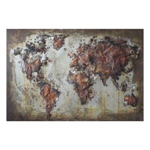 Kovový nástěnný obraz Mapa světa - 120*4*80 cm JJWA00055 obraz
