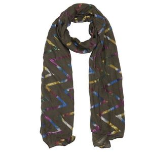 Khaki šátek s barevnými proužky - 70*180 cm JZSC0359GR obraz