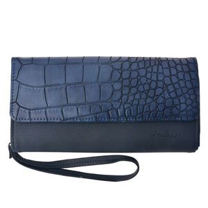 Modrá peněženka s poutkem a imitací hadí kůže - 20*10.5 cm JZWA0049BL obraz