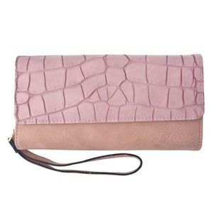 Staro růžová koženková peněženka s poutkem a imitací hadí kůže - 20*10.5 cm JZWA0049P obraz
