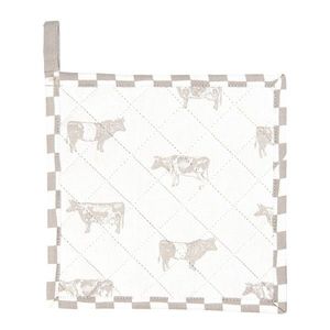 Bavlněná podložka/chňapka s béžovým potiskem Life with Cows - 20*20 cm LWC45N obraz