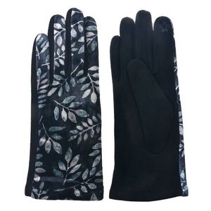 Černo stříbrné sametové rukavice s květy - 8*24 cm MLGL0024 obraz