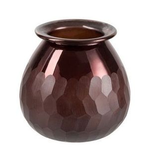 Malá hnědá skleněná váza Carved - Ø 15*15 cm 86522 obraz