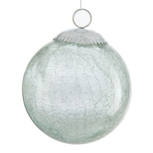 Vánoční zelenkavá skleněná vánoční koule s popraskáním - 10*10*10 cm 76249 obraz