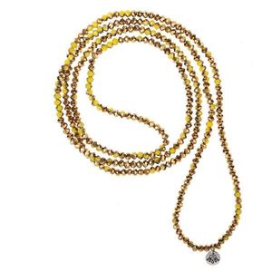 Žluto zlatý korálkový náhrdelník - 4 mm MLNB0128 obraz
