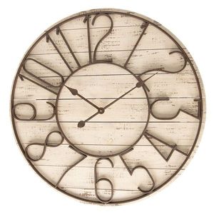 Dřevěné hodiny s kovovým ciferníkem - Ø 72*7 cm / 2*AA 5KL0157 obraz