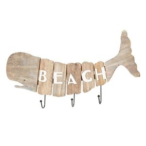 Dřevěný věšák velryba Beach - 58*5*27 cm 6H1786 obraz