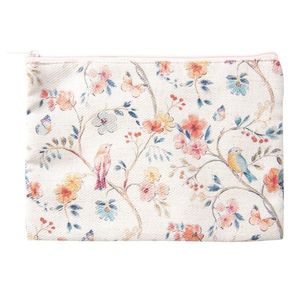 Béžová květovaná toaletní taška s ptáčky - 25*18 cm FAP0215 obraz