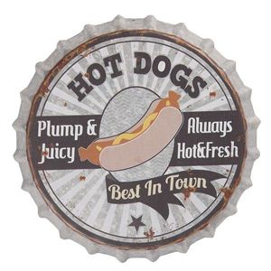 Kovová kulatá cedule Hot Dogs - Ø33*5 cm 6Y3603 obraz