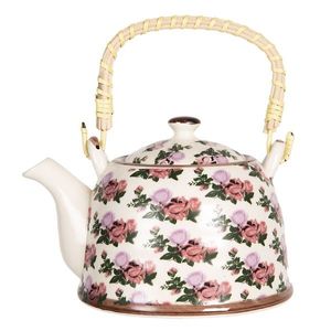 Porcelánová konvice na čaj s motivem růží - 18*14*12 cm / 0, 8L 6CETE0070L obraz