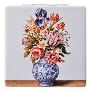 Čtvercové zrcátko s vázou a květinami - 6*8.5 cm MLMI0041 obraz