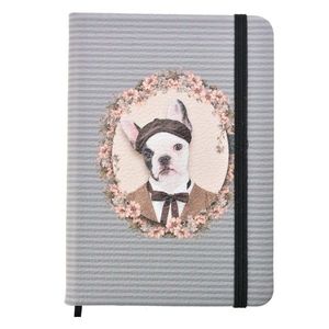 Šedo-modrý zápisník s pejskem Doggy- 14*10 cm MLSBS0040-21 obraz