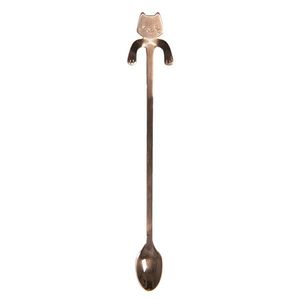Úzká dlouhá lžička s kočičkou - bronzová - 3*20 cm 64451RG obraz