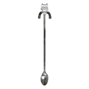 Úzká dlouhá lžička s kočičkou - stříbrná - 3*20 cm 64451ZI obraz