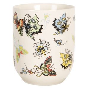 Porcelánový kalíšek na čaj s motýlky - ∅ 6*8 cm / 0, 1L 6CEMU0069 obraz