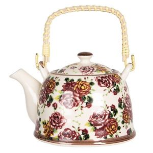 Porcelánová konvička na čaj s květy růží - 17*12*10 cm / 0, 6L 6CETE0067M obraz