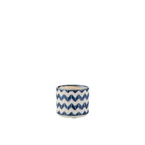Keramický modro béžový květináč se vzorem zigzag - 8*8*7 cm 3219 obraz