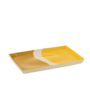 Porcelánový obdélníkový talíř Wave v odstínech žluté - 26*17, 5*2 cm 3332 obraz
