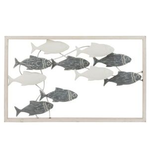 Nástěnná kovová dekorace hejno ryb - 50*30*3 cm 3547 obraz