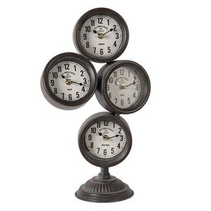 Kovové vintage hodiny se světovými časy Old Town Clocks - 24*13*43 cm / 4*AA 6KL0584 obraz