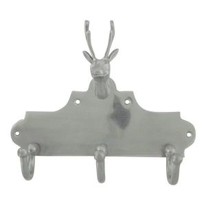 Nástěnný kovový stříbrný věšák s jelenem - 24*11*31cm EHHHK obraz