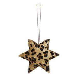 Závěsná dekorativní ozdoba Hvězda s motivem leopardí kůže z hovězí kůže L - 20*20*5cm IVHGSLG obraz