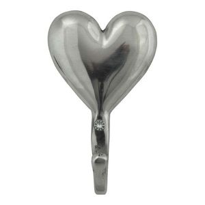 Kovový stříbrný nástěnný háček Srdce - 8*3*13cm EHHGHRT obraz