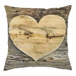 Plátěný polštář dřevěné srdce Wooden heart - 50*10*50cm GKKSHH obraz