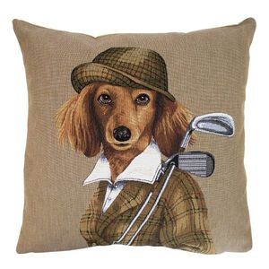 Gobelínový polštář Pes golfista - 45*45*15 cm EVKSGHD obraz