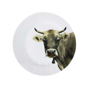 Porcelánový jídelní talíř s motivem švýcarské krávy - Ø 27*3cm SCBDZK obraz