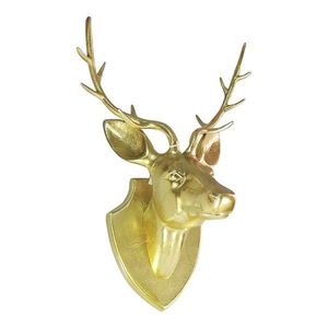 Zlatá nástěnná kovová hlava jelena - 34*24cm EHGHRK obraz