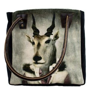 Sametová kabelka s koženými uchy mr. Antilopa - 32*30*19cm GKHTA obraz