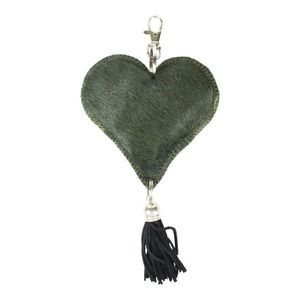 Klíčenka zelené srdce s třásní z hovězí kůže - 19*11*3cm IVSHHGN obraz