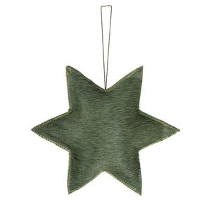 Závěsná dekorativní zelená hvězda z hovězí kůže L - 20*20*4, 5cm IVHGSGL obraz