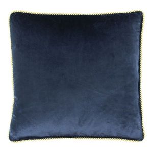 Tmavě modrý sametový polštář obšitý krouceným zlatým provázkem Velvet - 45*10*45cm DCFGKSNV obraz