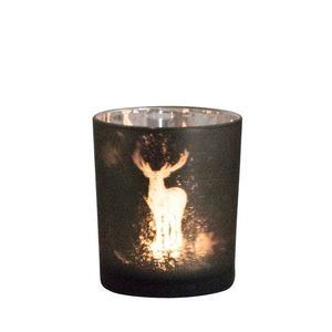 Skleněný svícen s motivem jelena S - Ø 7, 3*8cm XMWLHTS obraz