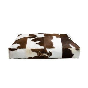 Kožený sedací polštář z kravské kůže bílá/hnědá - 100*70*15cm OMBXB100 obraz