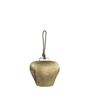 Zlatý kovový zvonek ve tvaru kravského zvonu - 12*6, 5*12cm CIBGT12 obraz