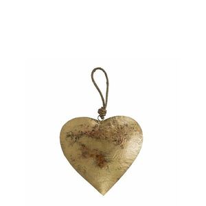 Dekorace závěsné zlaté retro srdce na provázku - 24*13*13cm CIHGT13 obraz