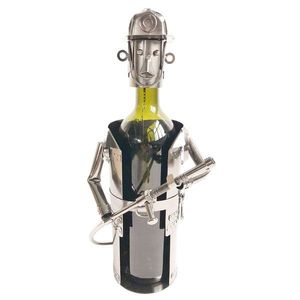 Kovový stojan na láhev vína v designu hasiče Chevalier - 17*12*22 cm 6Y3777 obraz