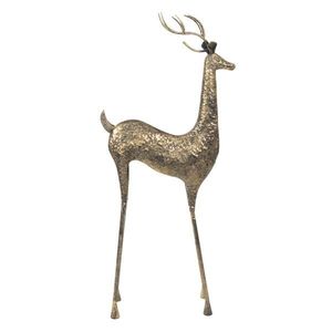 Zlatá kovová dekorativní úzká soška jelena s patinou - 55*21*132 cm 5Y0706 obraz