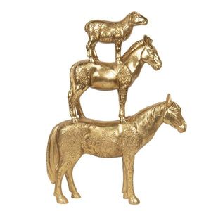 Zlaté dekorační sousoší koňů Cheval - 30*8*40 cm 6PR2854 obraz