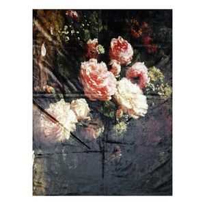 Černý plyšový pléd /přehoz s květy Vintage I - 130*170 cm KT060.097 obraz