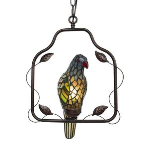 Závěsné vitrážové světlo Tiffany v designu papouška – 40*26*86 cm E14/max 1*25W 5LL-6059 obraz