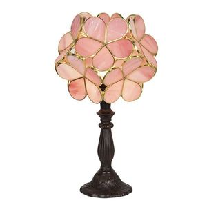 Růžová stolní lampa Tiffany Bloom - 21*21*38 cm 5LL-6065 obraz