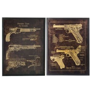 2 dřevěné obrazy pistole black Pistols - 60*3, 5*80 cm 82855 obraz